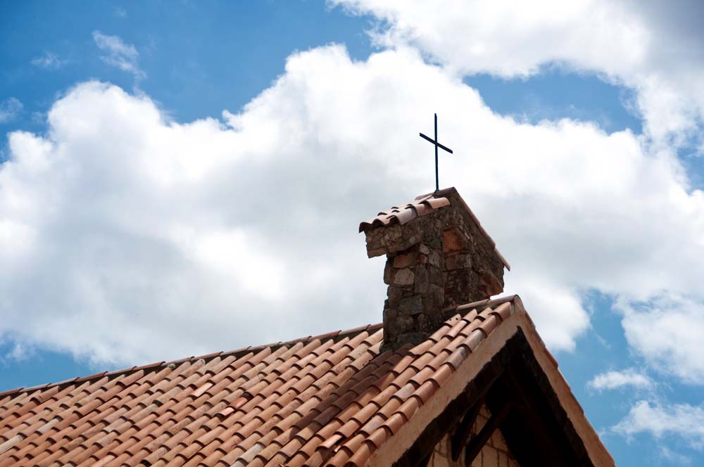 Cross roof of a church village