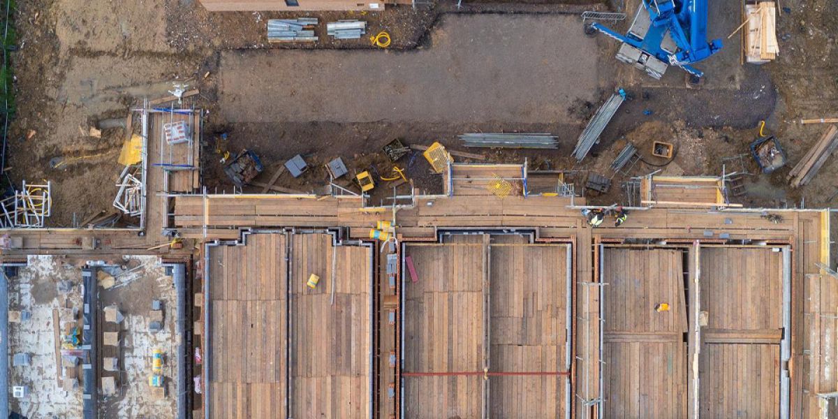 Top view of a contruction site